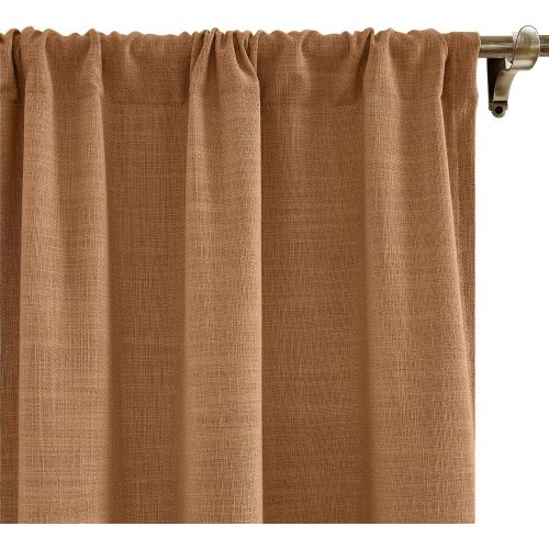  ChadMade 72W x 96L Inch Everglade Teal Polyester Linen Curtain Drapes with Blackout Lining, Rod Pocket Curtain for Sliding Glass Door Patio Door Living Room Bedroom (1 Panel) Liz C