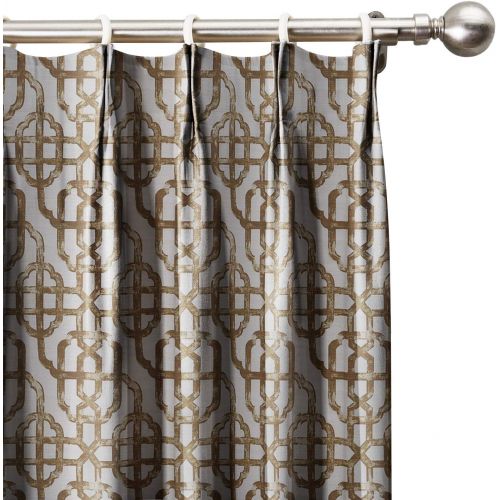  ChadMade Neutral Trellis Window Curtains 100 W x 96 L, Pinch Pleated Modern Lattice Drapery Panel Blackout Lining (1 Panel), Java