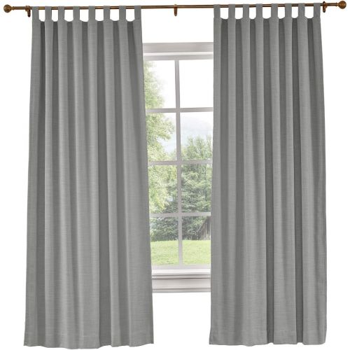  ChadMade 50“W x 96 L Polyster Linen Drapes with Thermal Blackout Lining Tab Top Curtain for Sliding Door Patio Door Living Room Bedroom, Black (1 Panel)