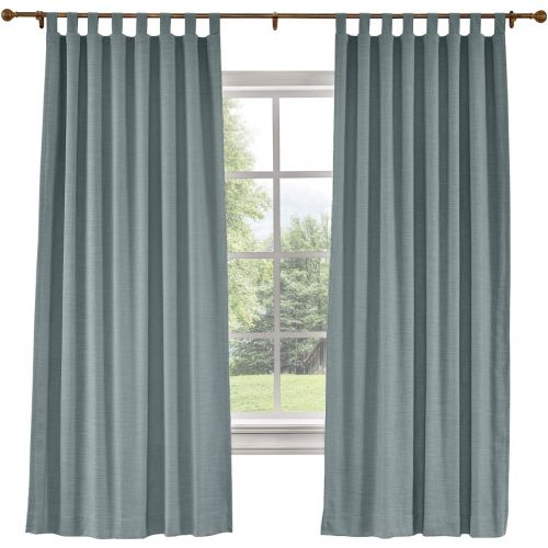  ChadMade 50“W x 96 L Polyster Linen Drapes with Thermal Blackout Lining Tab Top Curtain for Sliding Door Patio Door Living Room Bedroom, Black (1 Panel)