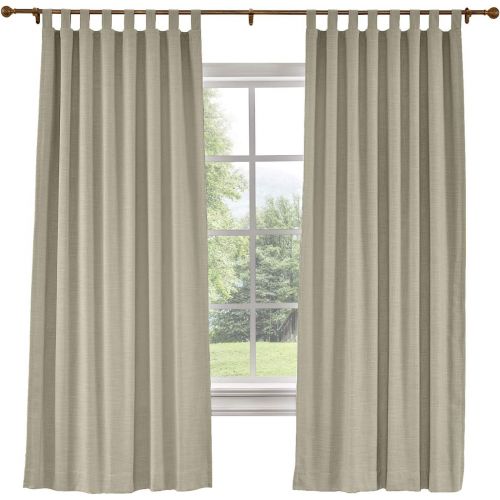  ChadMade 50“W x 96 L Polyster Linen Drapes with Thermal Blackout Lining Tab Top Curtain for Sliding Door Patio Door Living Room Bedroom, Black (1 Panel)