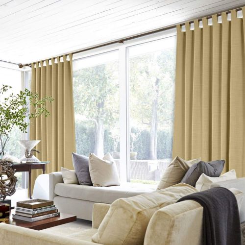  ChadMade 50“W x 96 L Polyster Linen Drapes with Thermal Blackout Lining Tab Top Curtain for Sliding Door Patio Door Living Room Bedroom, Black (1 Panel)