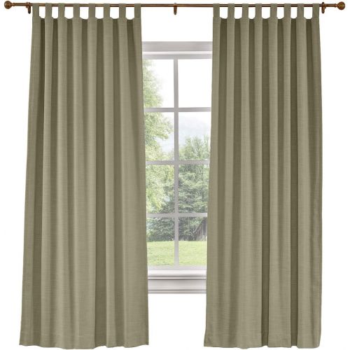  ChadMade 50“W x 96 L Polyster Linen Drapes with Thermal Blackout Lining Tab Top Curtain for Sliding Door Patio Door Living Room Bedroom, Black (1 Panel)