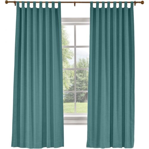  ChadMade 50“W x 96 L Polyster Linen Drapes with Thermal Blackout Lining Tab Top Curtain for Sliding Door Patio Door Living Room Bedroom, Black (1 Panel)