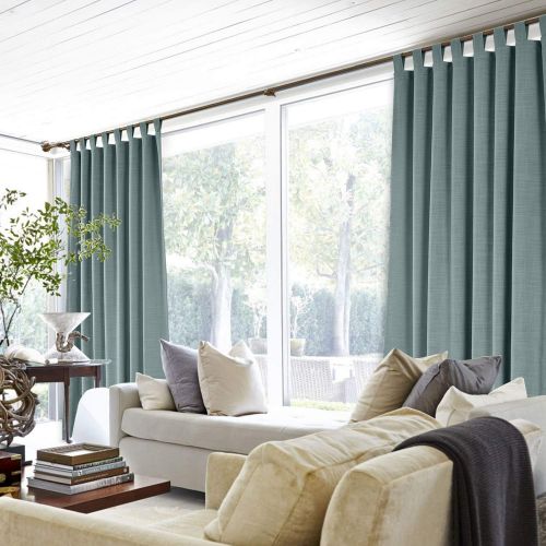  ChadMade 50“W x 96 L Polyster Linen Drapes with Thermal Blackout Lining Tab Top Curtain for Sliding Door Patio Door Living Room Bedroom, Black (1 Panel)