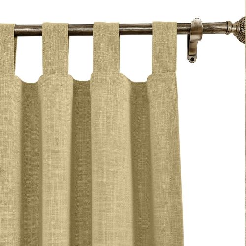  ChadMade 50“W x 96 L Polyster Linen Drapes with Thermal Blackout Lining Tab Top Curtain for Sliding Door Patio Door Living Room Bedroom, Black (1 Panel)