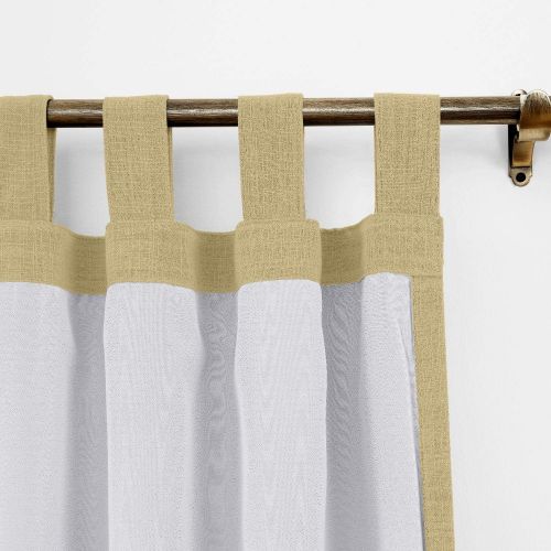  ChadMade 50“W x 96 L Polyster Linen Drapes with Thermal Blackout Lining Tab Top Curtain for Sliding Door Patio Door Living Room Bedroom, Black (1 Panel)