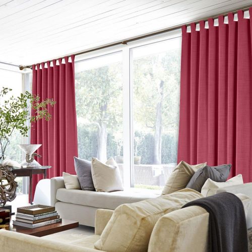  ChadMade 50“W x 96 L Polyster Linen Drapes with Thermal Blackout Lining Tab Top Curtain for Sliding Door Patio Door Living Room Bedroom, Black (1 Panel)