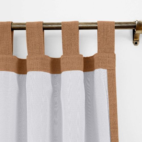  ChadMade 50“W x 96 L Polyster Linen Drapes with Thermal Blackout Lining Tab Top Curtain for Sliding Door Patio Door Living Room Bedroom, Black (1 Panel)