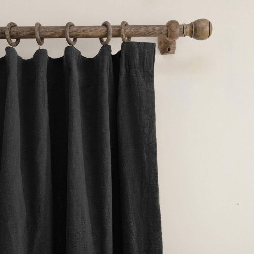  ChadMade Premium Double Layers Plain Flat Hook for Rod with Rings or Track Linen Cotton Flax Curtain Drapery (1 Panel) in 50Wx96L inch