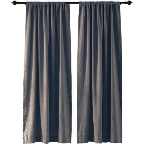  ChadMade Premium Double Layers Plain Flat Hook for Rod with Rings or Track Linen Cotton Flax Curtain Drapery (1 Panel) in 50Wx96L inch