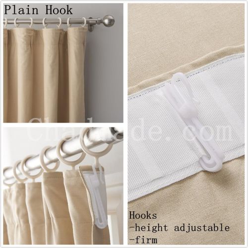  ChadMade Premium Double Layers Plain Flat Hook for Rod with Rings or Track Linen Cotton Flax Curtain Drapery (1 Panel) in 50Wx96L inch