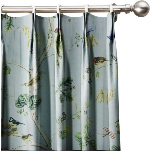  ChadMade Rural Pastoral Print Window Curtain 72 W x 84 L, Pinch Pleated Blackout Lining Darpes Panel Bedroom Living Room Hotel Restaurant (1 Panel), Ancient Blue