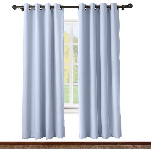  ChadMade Solid Thermal Insulated Blackout Curtains Drapes Antique Bronze GrommetEyelet Navy 52W x 63L Inch (Set of 2 Panels)