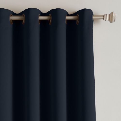  ChadMade Solid Thermal Insulated Blackout Curtains Drapes Antique Bronze GrommetEyelet Navy 52W x 63L Inch (Set of 2 Panels)