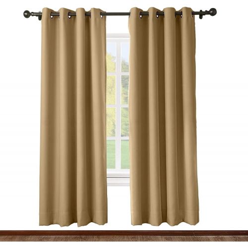  ChadMade Solid Thermal Insulated Blackout Curtains Drapes Antique Bronze GrommetEyelet Navy 52W x 63L Inch (Set of 2 Panels)