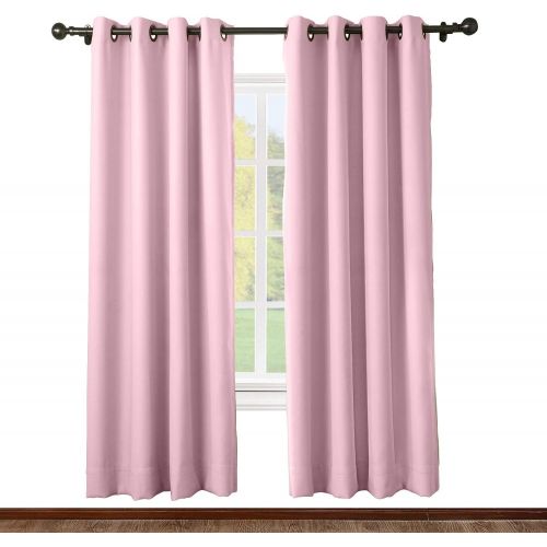  ChadMade Solid Thermal Insulated Blackout Curtains Drapes Antique Bronze GrommetEyelet Navy 52W x 63L Inch (Set of 2 Panels)