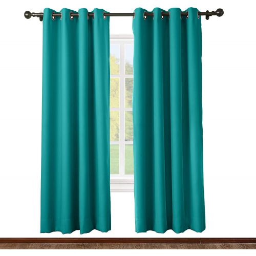  ChadMade Solid Thermal Insulated Blackout Curtains Drapes Antique Bronze GrommetEyelet Navy 52W x 63L Inch (Set of 2 Panels)