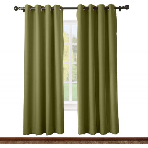  ChadMade Solid Thermal Insulated Blackout Curtains Drapes Antique Bronze GrommetEyelet Navy 52W x 63L Inch (Set of 2 Panels)