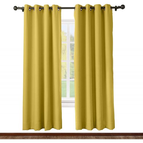  ChadMade Solid Thermal Insulated Blackout Curtains Drapes Antique Bronze GrommetEyelet Navy 52W x 63L Inch (Set of 2 Panels)