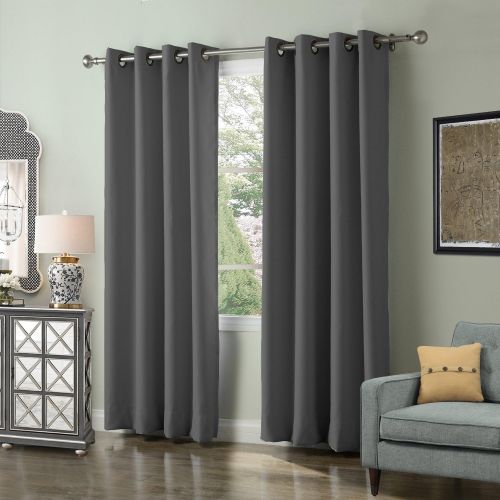  ChadMade Solid Thermal Insulated Blackout Curtains Drapes Antique Bronze GrommetEyelet Navy 52W x 63L Inch (Set of 2 Panels)