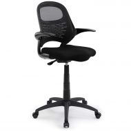 ChairMan Ergonomic Mid-Back Mesh Forward-Tilting Drafting Stool with Flip-up Arms and Auto-Brake Casters, Standing-Desk Matched Swivel Computer Office Chair, Black