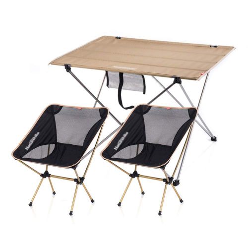  Chairs Table Set of Three Foldable - Beach self-Driving Picnic Barbecue, Courtyard Garden Simple Furniture | with Portable Outer Bag