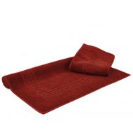 Chakir Turkish Linens 100% Turkish Cotton Luxury Hotel & Spa 25x39 Greek Key Design Bath Mat (2 Pack, Cranberry)