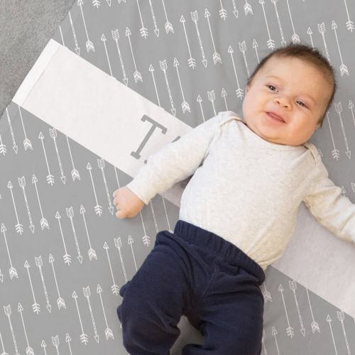  ChalkTalkSPORTS Personalized Baby & Infant Blanket | Arrows Pattern with Custom Name | Gray