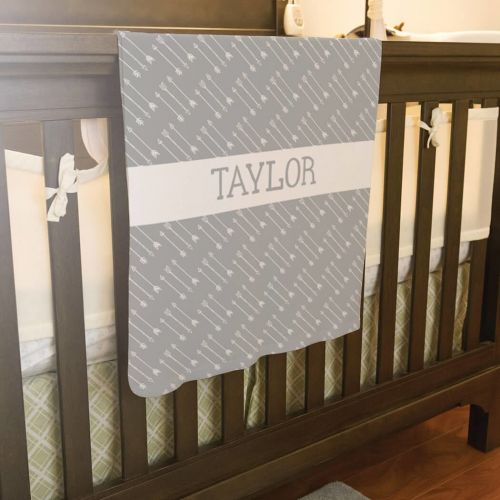  ChalkTalkSPORTS Personalized Baby & Infant Blanket | Arrows Pattern with Custom Name | Gray