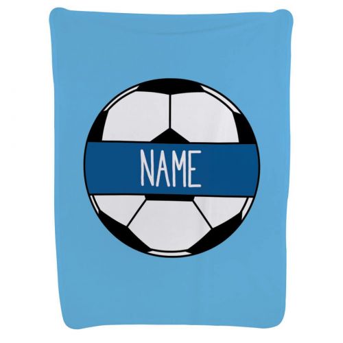  ChalkTalkSPORTS Personalized Soccer Baby & Infant Blanket | Custom Name Soccer Ball | Light Blue
