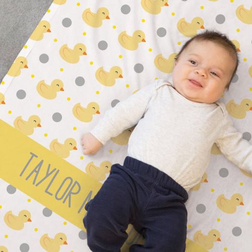  ChalkTalkSPORTS Personalized Baby & Infant Blanket | Duck Pattern with Custom Name