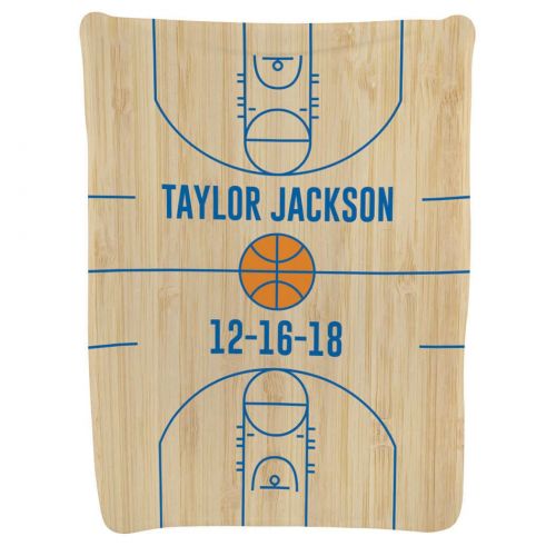  ChalkTalkSPORTS Personalized Basketball Baby & Infant Blanket | Custom Wood Basketball Court