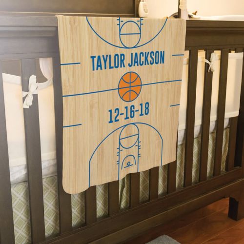  ChalkTalkSPORTS Personalized Basketball Baby & Infant Blanket | Custom Wood Basketball Court