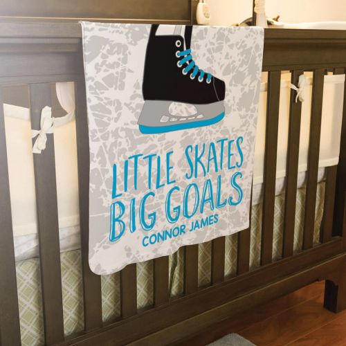  ChalkTalkSPORTS Personalized Hockey Baby & Infant Blanket | Little Skates Big Goals | Carolina