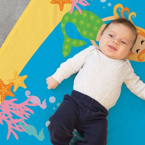  ChalkTalkSPORTS Personalized Baby & Infant Blanket | Mermaid with Custom Name | Carolina
