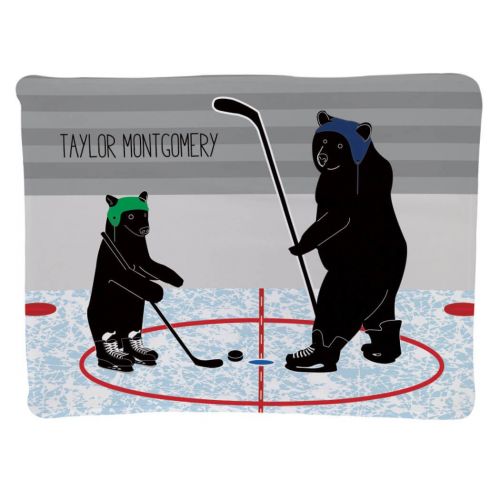  ChalkTalkSPORTS Personalized Hockey Baby & Infant Blanket | Hockey Bears with Custom Name