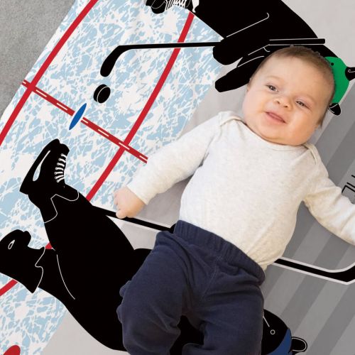  ChalkTalkSPORTS Personalized Hockey Baby & Infant Blanket | Hockey Bears with Custom Name