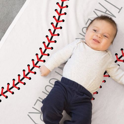  ChalkTalkSPORTS Personalized Baseball Baby & Infant Blanket | Baseball Stitches with Custom Name