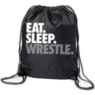 ChalkTalkSPORTS Wrestling Sport Pack Cinch Sack | Eat Sleep Wrestle | Black
