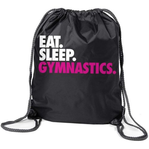  ChalkTalkSPORTS Gymnastics Sport Pack Cinch Sack | Eat Sleep Gymnastics | Black