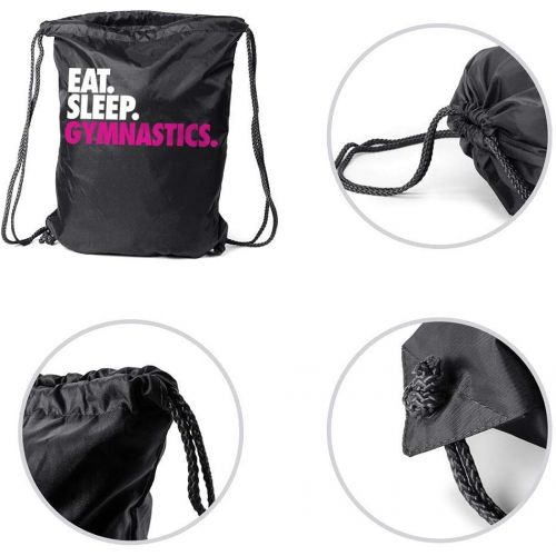  ChalkTalkSPORTS Gymnastics Sport Pack Cinch Sack | Eat Sleep Gymnastics | Black