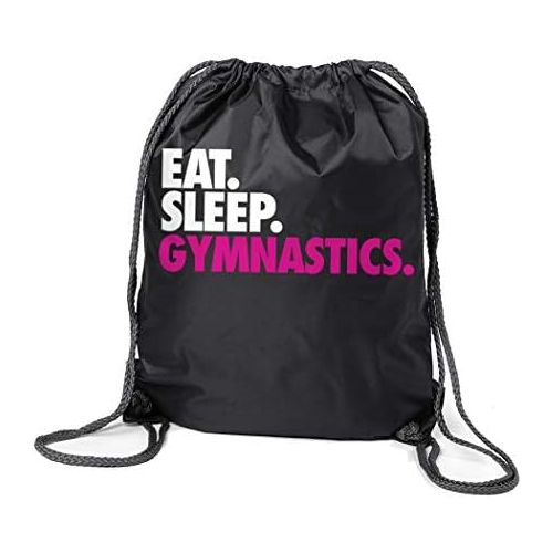  ChalkTalkSPORTS Gymnastics Sport Pack Cinch Sack | Eat Sleep Gymnastics | Black