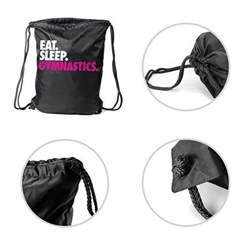  ChalkTalkSPORTS Gymnastics Sport Pack Cinch Sack | Eat Sleep Gymnastics | Black