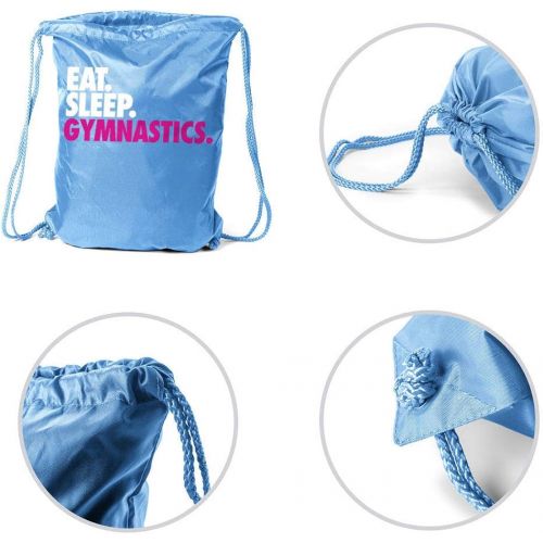 ChalkTalkSPORTS Gymnastics Sport Pack Cinch Sack | Eat Sleep Gymnastics | Light Blue
