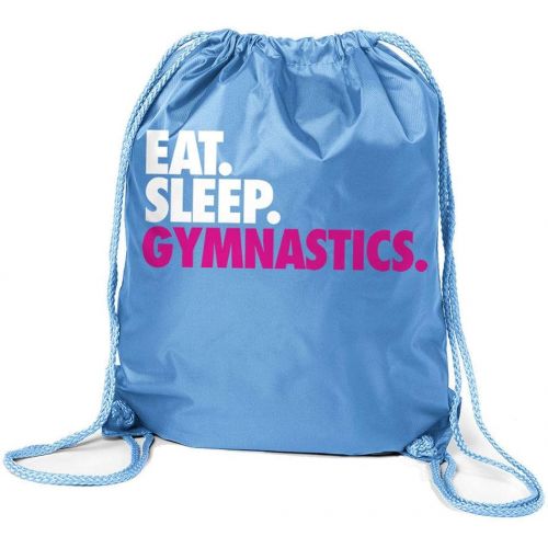  ChalkTalkSPORTS Gymnastics Sport Pack Cinch Sack | Eat Sleep Gymnastics | Light Blue