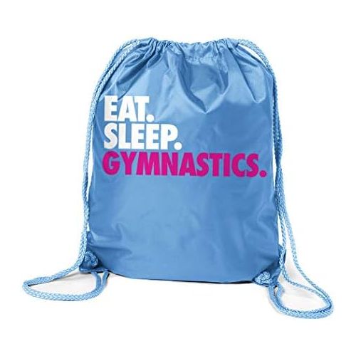  ChalkTalkSPORTS Gymnastics Sport Pack Cinch Sack | Eat Sleep Gymnastics | Light Blue