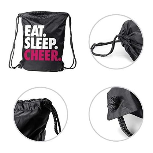  ChalkTalkSPORTS Cheerleading Sport Pack Cinch Sack | Eat Sleep Cheer | Black