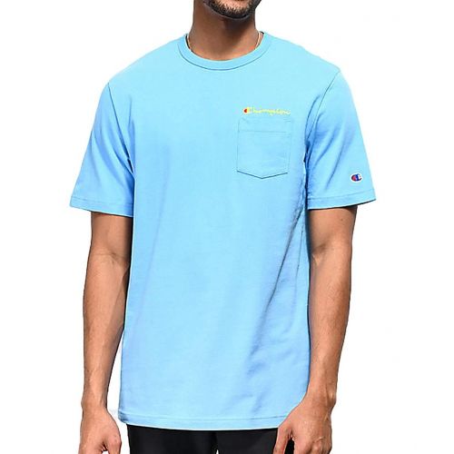  Champion Life Mens Heritage Pocket T-Shirt (Champion Script/Active Blue, Large)