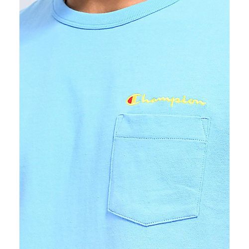  Champion Life Mens Heritage Pocket T-Shirt (Champion Script/Active Blue, Large)